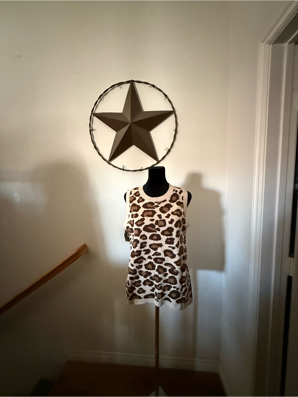 Leopard Print Sleeveless Tank Top - Brown/White